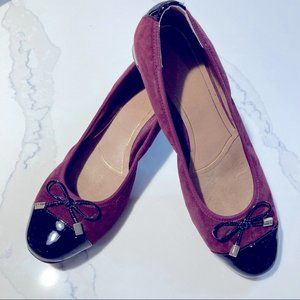 VIONIC Sz 11 Daphne Suede Patent Leather Shoes w/ Tassel Bow 1”  Block Heel